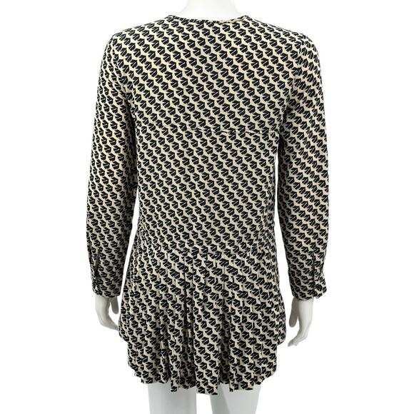 Maeve Anthropologie Top Womens XS Selva Dropwaist Pleated Tunic Geometric Birds - Picture 5 of 8